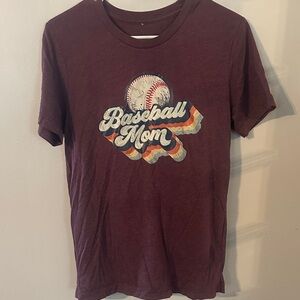 Baseball Mom Short Sleeve Tee - Burgundy